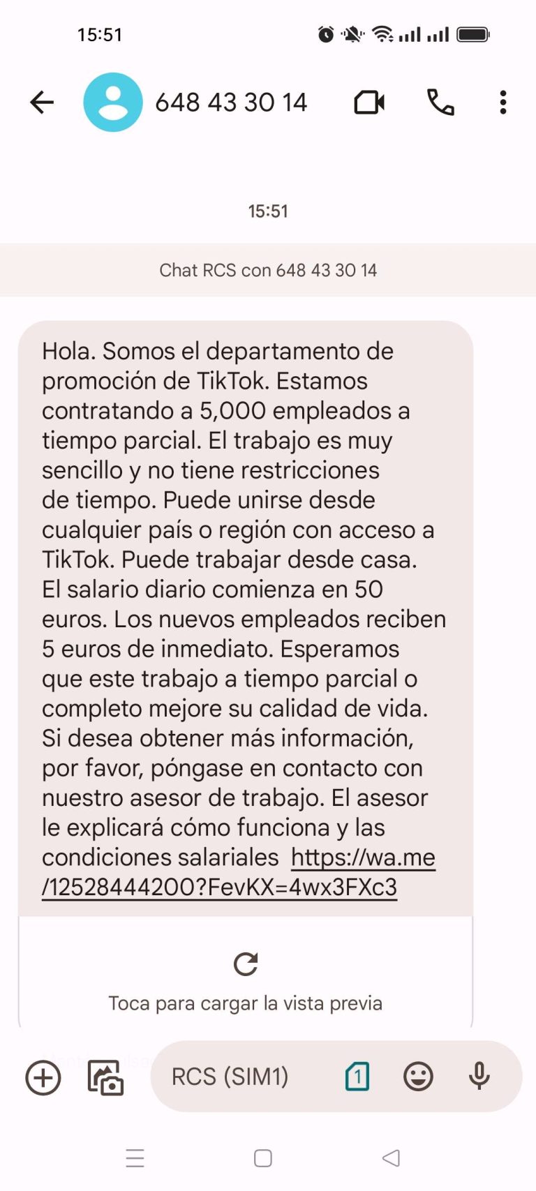 Una estafa a través de SMS suplanta a TikTok y ofrece falsos puestos de ...